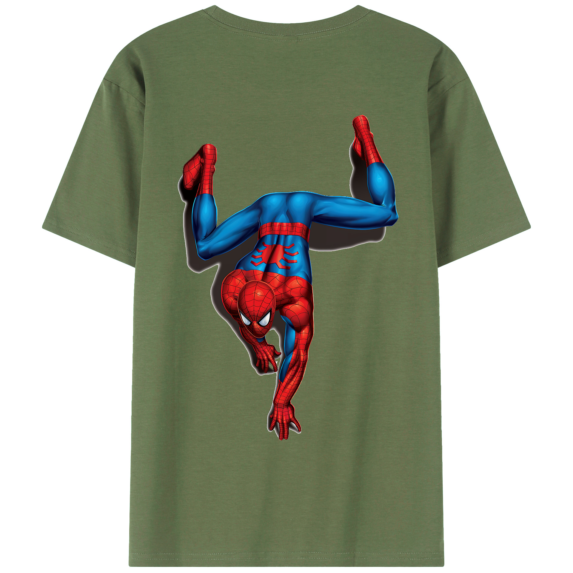 （画像用） Spider Man スパイダーマン 綿100％ メンズ半袖Tシャツ（バックプリント） 通気性